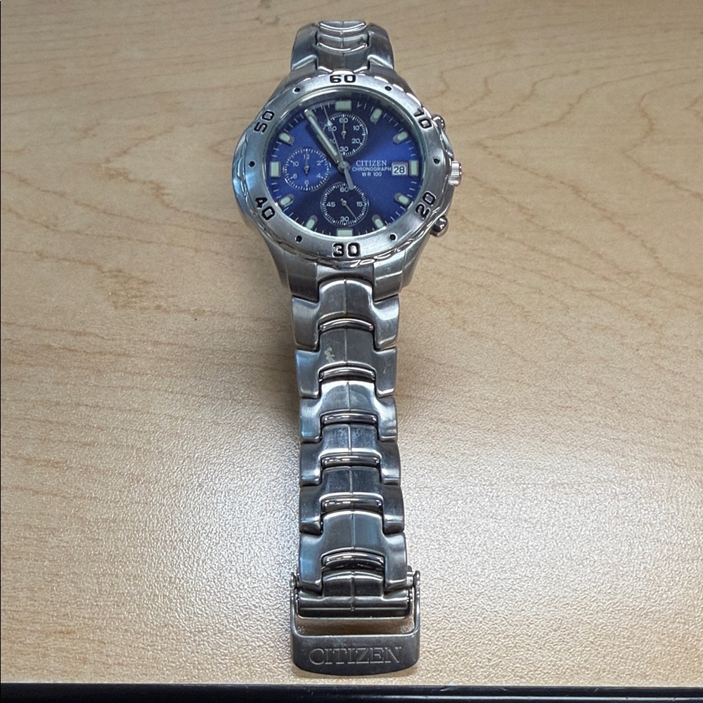 Citizen Silver Stainless Watch with Blue Dial